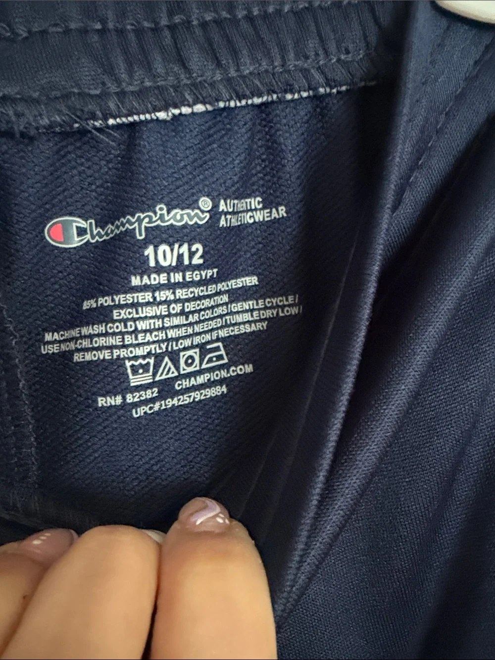 Champion Kids Navy Logo Sweatpants with Script Leg Branding